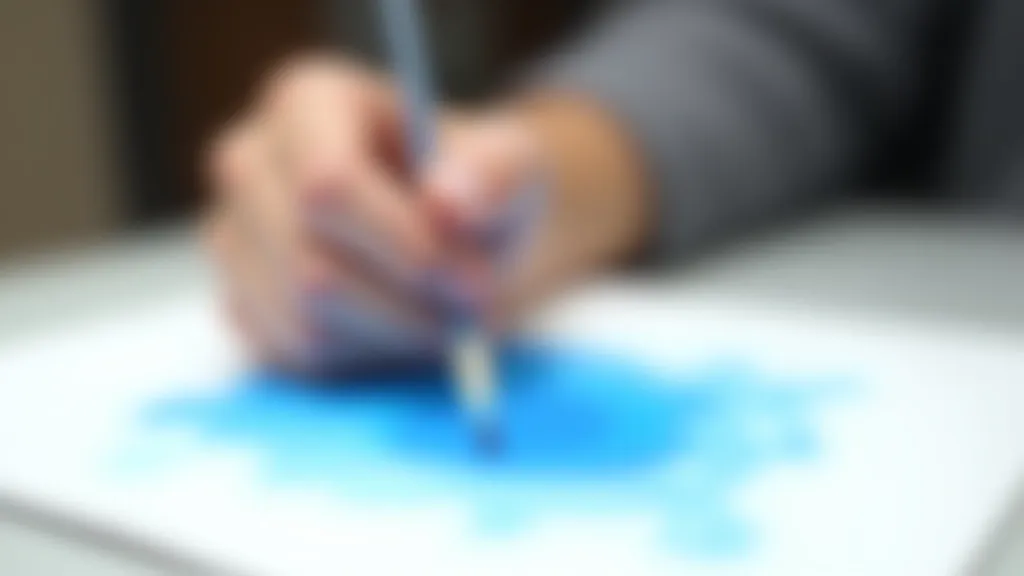 Watercolor wash demonstration showing wet paper with blue and purple pigments blending naturally together