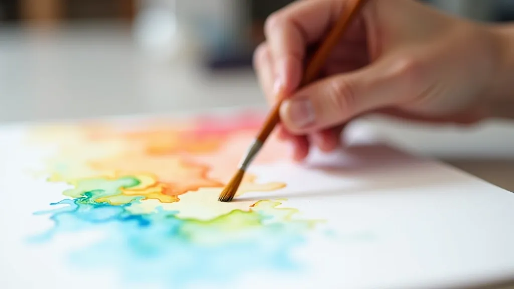 Watercolor paintings in progress showing wet-on-wet technique application and color blending