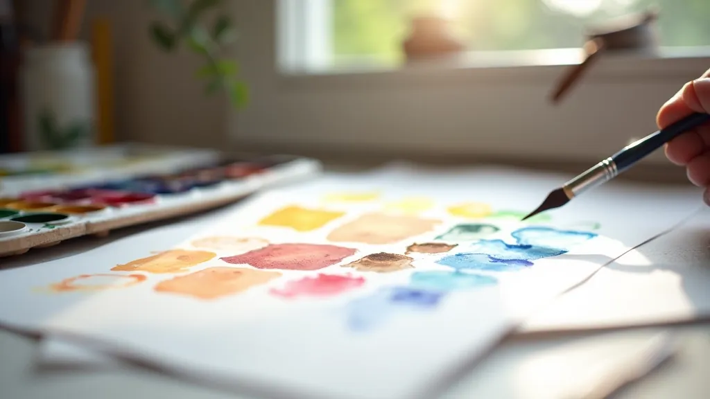 Colorful watercolor palette showing pigment variety and mixing